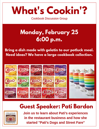 Cookbook Discussion Group flyer with information