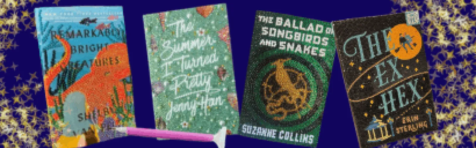 Books with gems on the covers.