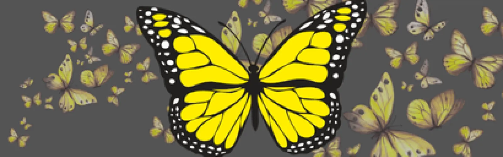 A flutter of butterflies flying away. 