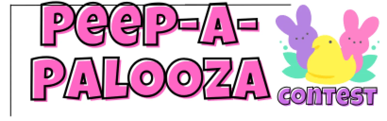 Rabbit and chick marshmallows. Text says Peep-a-Palooza Contest.
