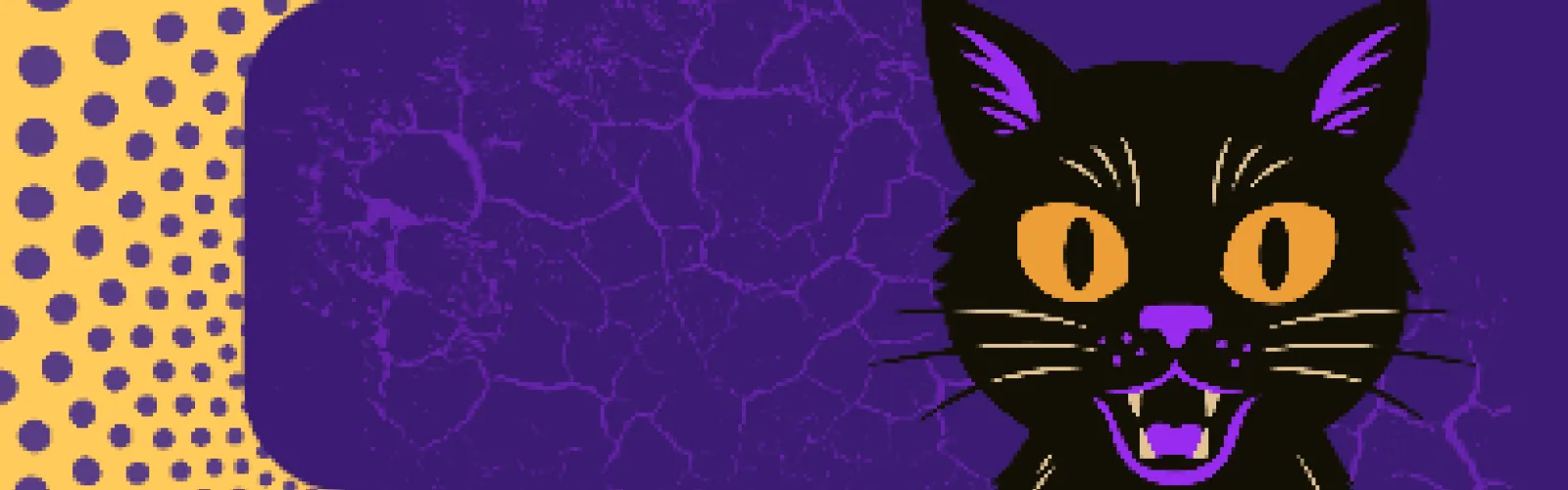 A black cat hissing. 